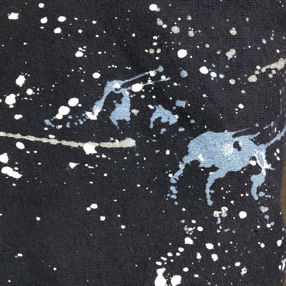 Abercrombie & Fitch Mens Large Blue White Paint Splatter Pullover Hoodie Art Y2K - Picture 8 of 15
